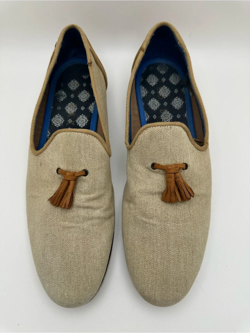 Ted Baker Zaine Beige Men's Tassel Loafers - Stylish Slip-On Dress Shoes Sz 11